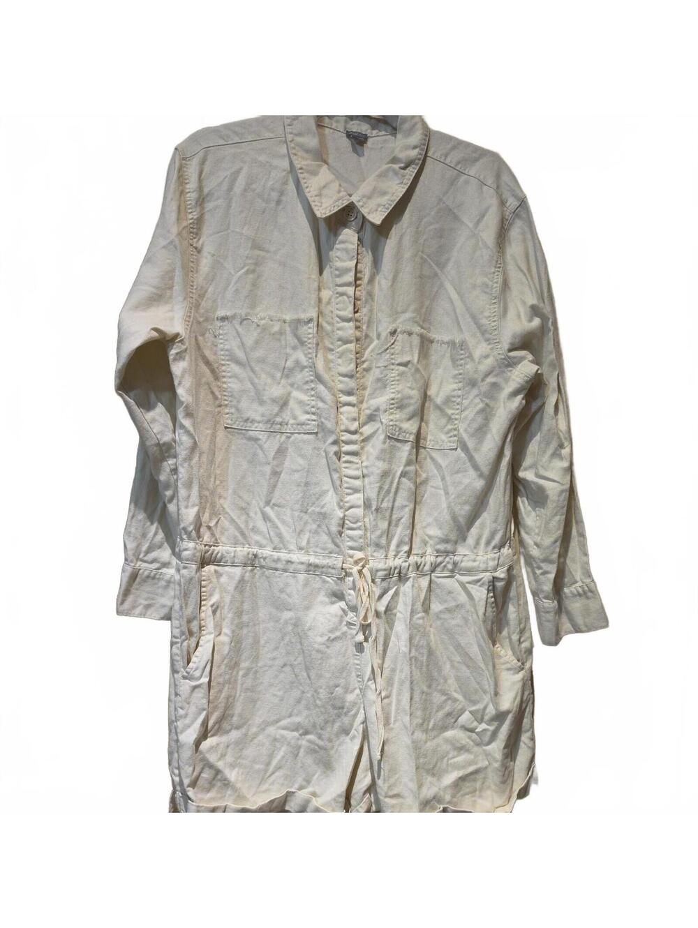 Aerie Cotton Linen Coastal Relaxed Sustainable Utility Romper XL Cream